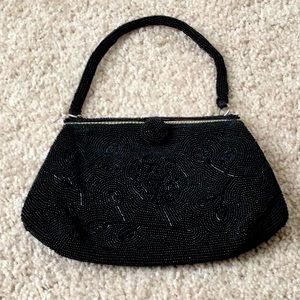Vintage Black beaded Marshall Fields evening bag
